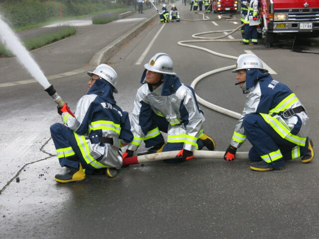 消防団員の訓練の様子